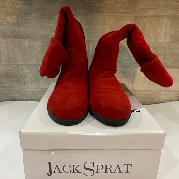 Jack Sprat Shoes - Red Suede Jack Sprat Boots- Size 7 1/2